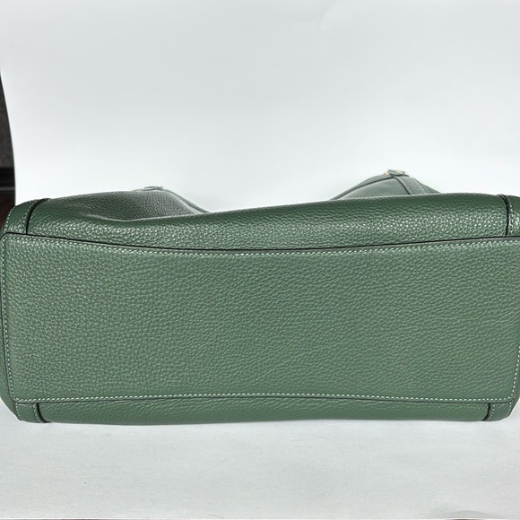 Coach Kristy Shoulder Bag Green Leather Double Handle Hobo Tote - Picture 3 of 5